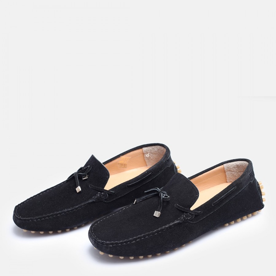 Hakiki Deri Süet Loafer Ayakkabı Siyah