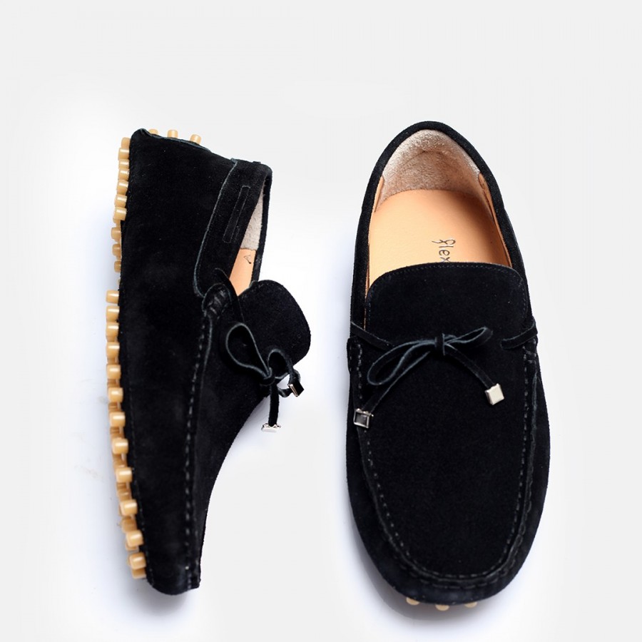 Hakiki Deri Süet Loafer Ayakkabı Siyah