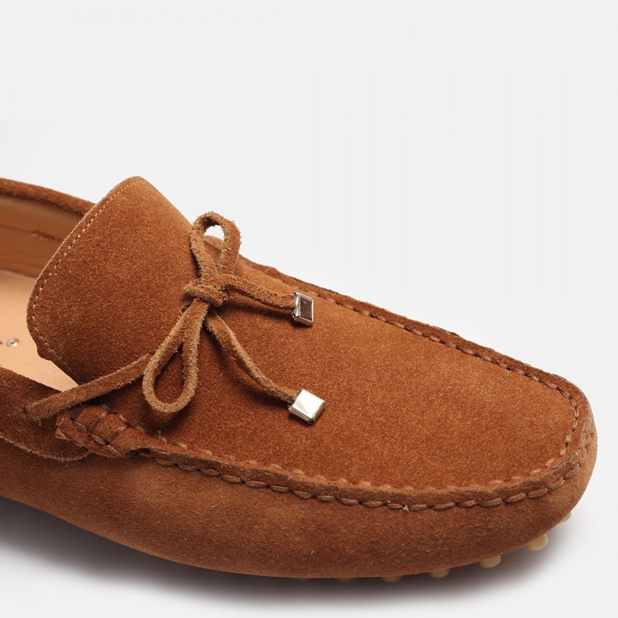 Hakiki Deri Süet Loafer Ayakkabı Taba
