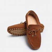 Hakiki Deri Süet Loafer Ayakkabı Taba