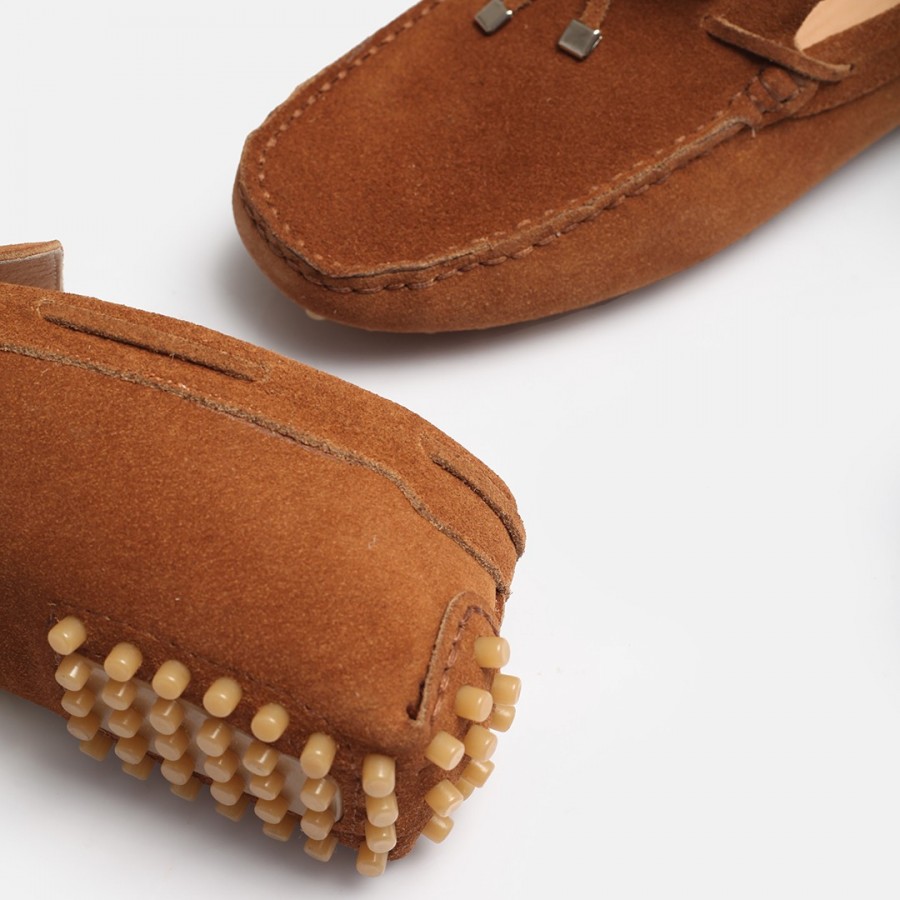 Hakiki Deri Süet Loafer Ayakkabı Taba