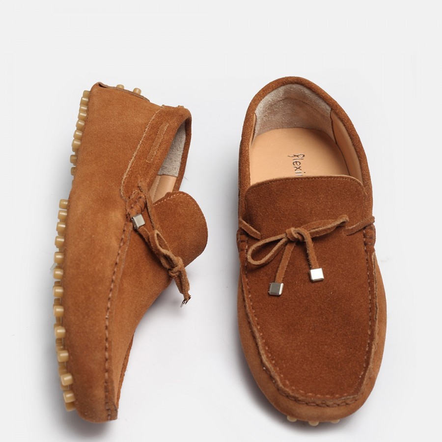 Hakiki Deri Süet Loafer Ayakkabı Taba