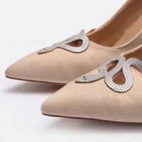 Ten Süet Stiletto Taşlı Yılan