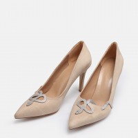 Ten Süet Stiletto Taşlı Yılan
