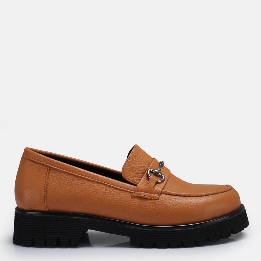 Camel Loafer Ayakkabı Tokalı Hakiki Deri