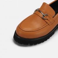 Camel Loafer Ayakkabı Tokalı Hakiki Deri