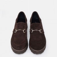 Kahverengi Loafer Ayakkabı Tokalı Hakiki Deri