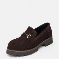 Kahverengi Loafer Ayakkabı Tokalı Hakiki Deri