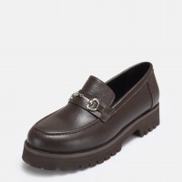 Loafer Ayakkabı Tokalı Kahverengi Hakiki Deri
