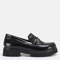 Loafer Ayakkabı Tokalı Siyah Petek Hakiki Deri
