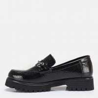 Loafer Ayakkabı Tokalı Siyah Petek Hakiki Deri