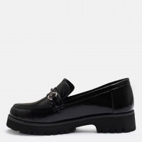 Loafer Ayakkabı Tokalı Siyah Rugan Hakiki Deri