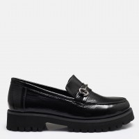Loafer Ayakkabı Tokalı Siyah Rugan Hakiki Deri