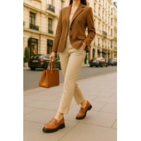 Loafer Ayakkabı Taba Tokalı Hakiki Deri