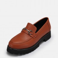 Loafer Ayakkabı Taba Tokalı Hakiki Deri