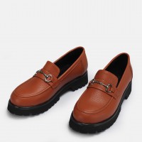 Loafer Ayakkabı Taba Tokalı Hakiki Deri