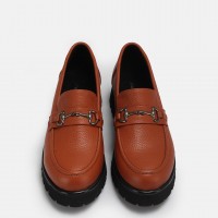 Loafer Ayakkabı Taba Tokalı Hakiki Deri