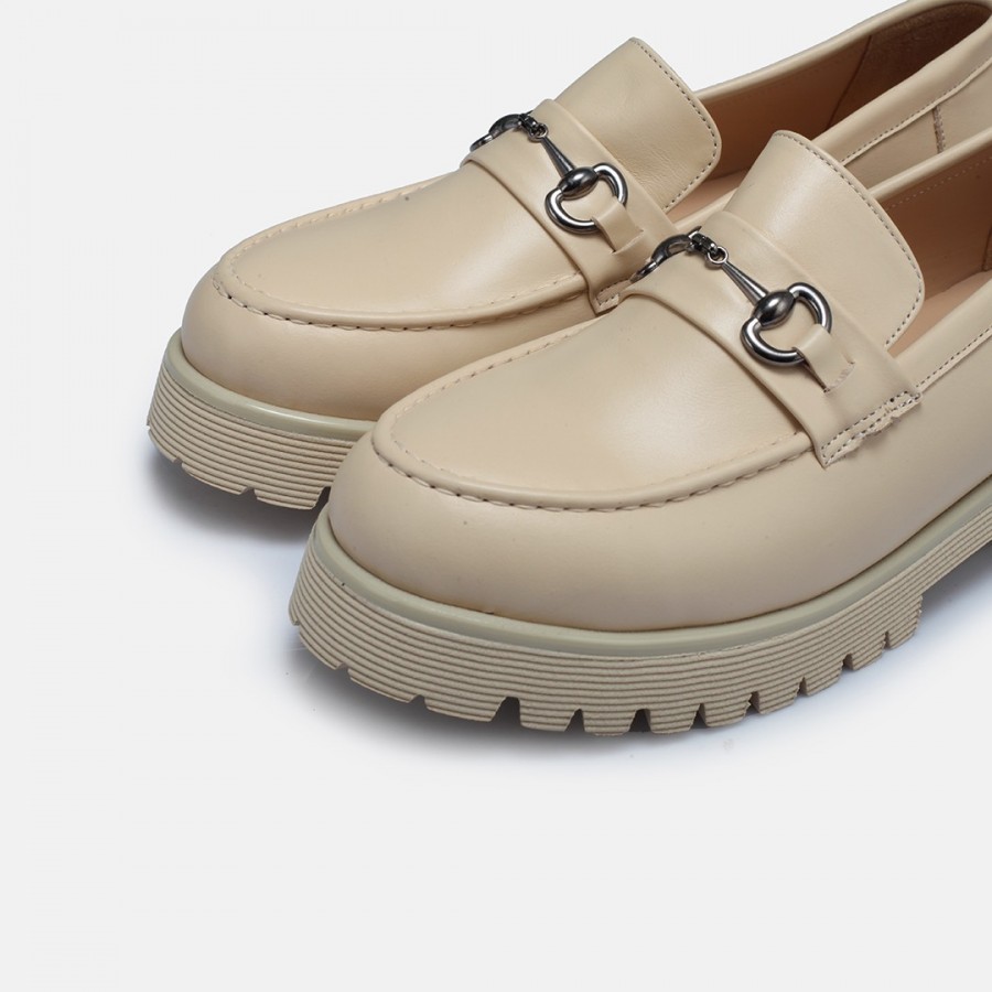 Ten Rengi Loafer Ayakkabı Tokalı Hakiki Deri