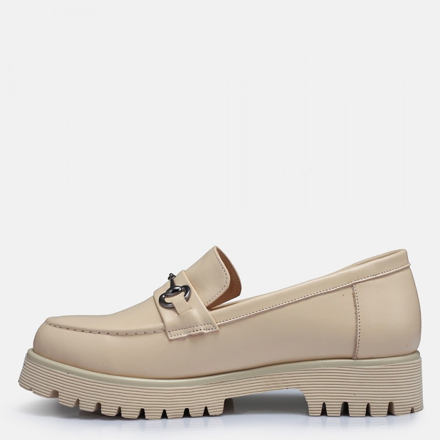 Ten Rengi Loafer Ayakkabı Tokalı Hakiki Deri