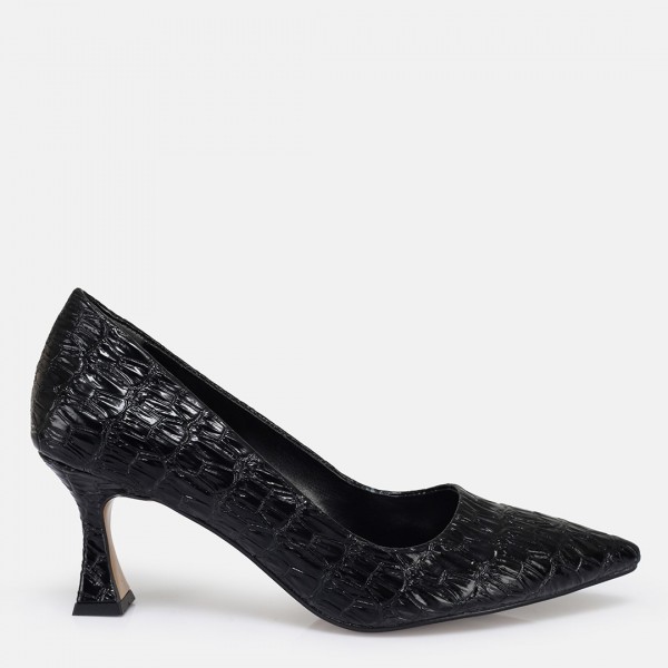 Stiletto Siyah Crocodile Kadeh Topuk