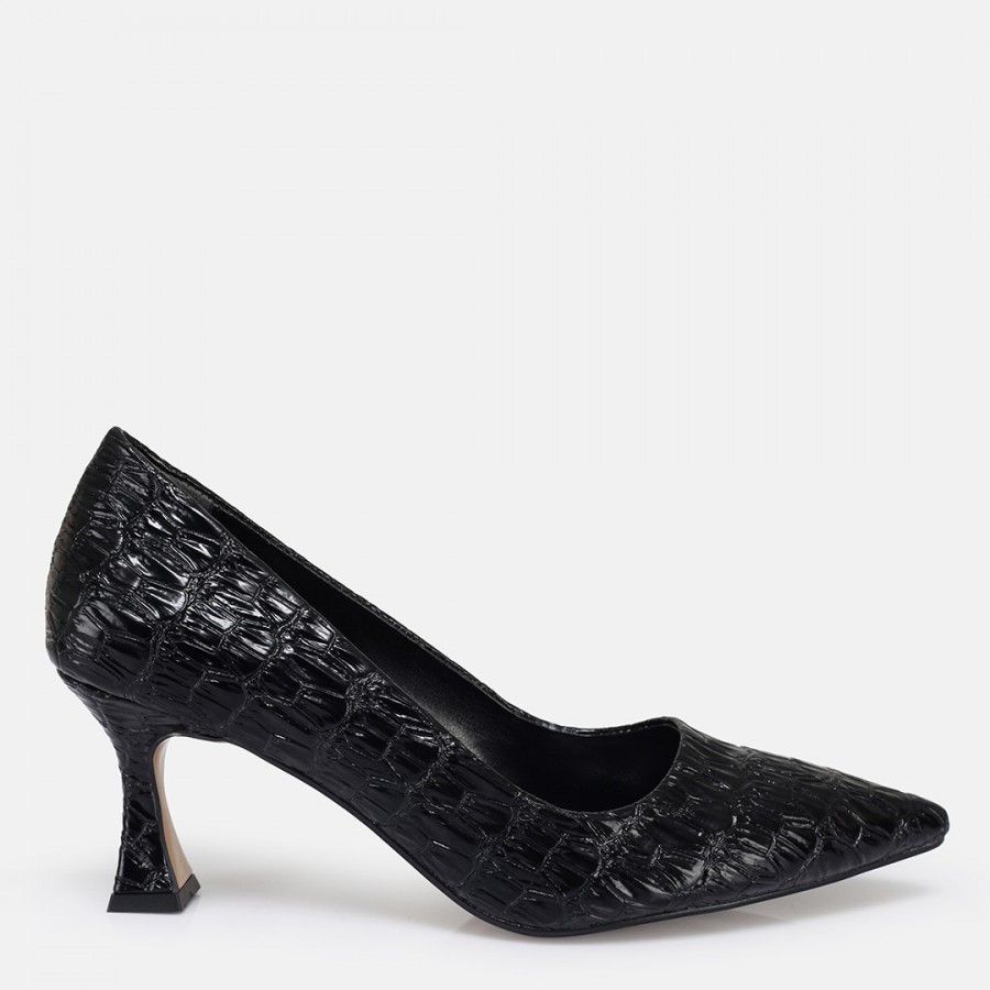 Stiletto Siyah Crocodile Kadeh Topuk