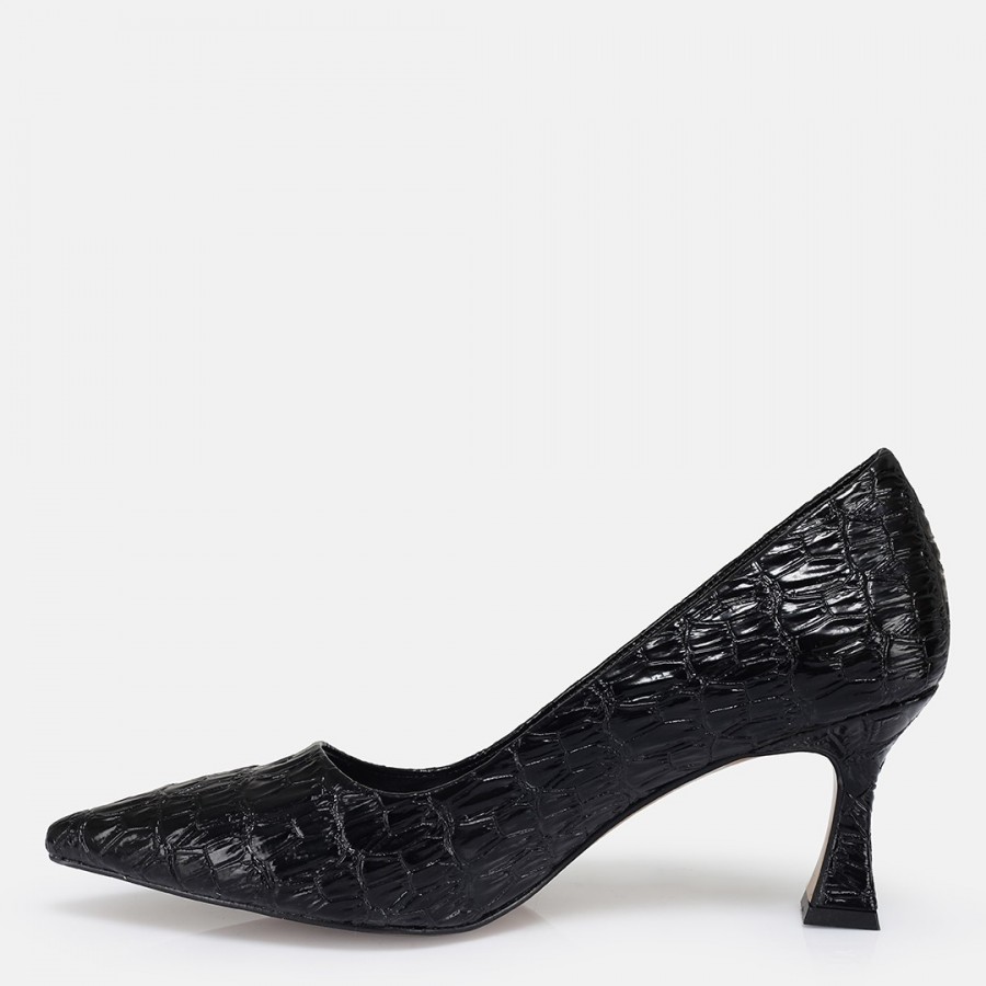 Stiletto Siyah Crocodile Kadeh Topuk