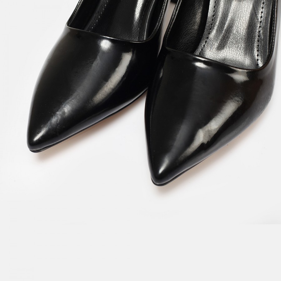 Siyah Rugan Stiletto Ayakkabı