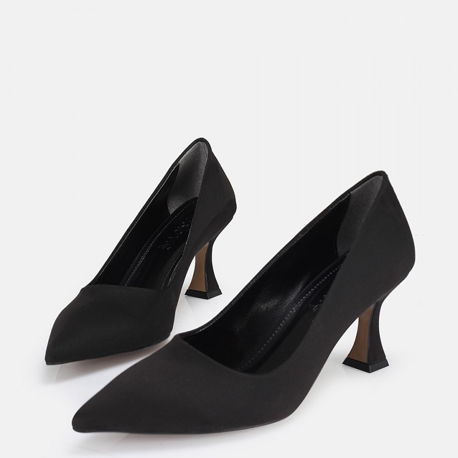 Stiletto Siyah Süet Topuklu Ayakkabı Modeli