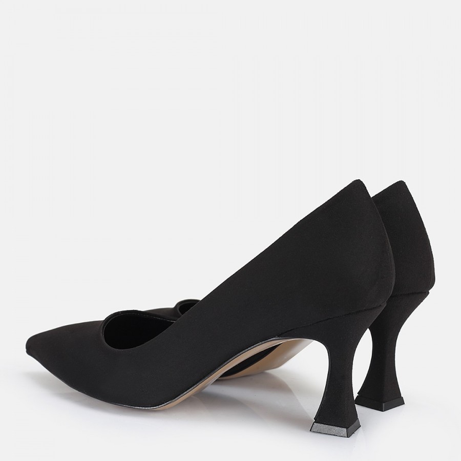 Stiletto Siyah Süet Topuklu Ayakkabı Modeli
