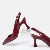 Bordo Rugan Arkası Açık Stiletto