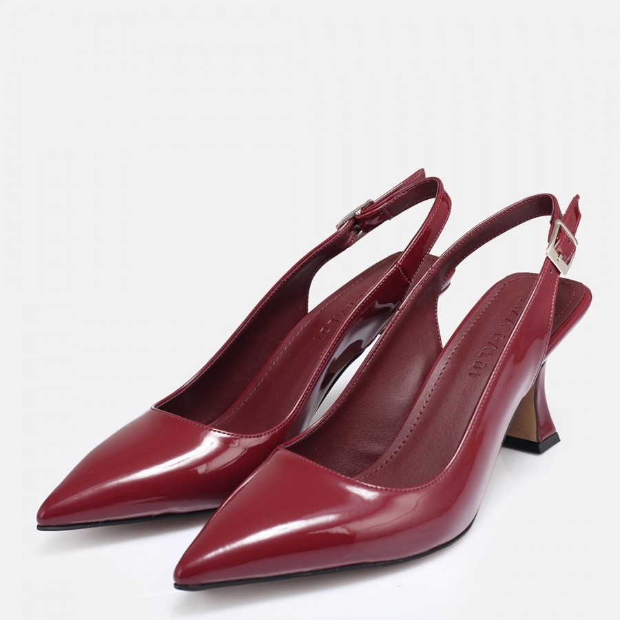 Bordo Rugan Arkası Açık Stiletto