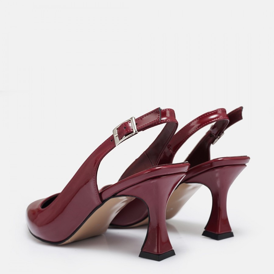 Bordo Rugan Arkası Açık Stiletto