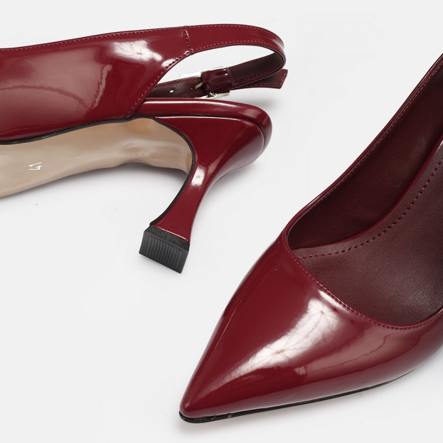 Bordo Rugan Arkası Açık Stiletto