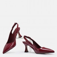 Bordo Rugan Arkası Açık Stiletto