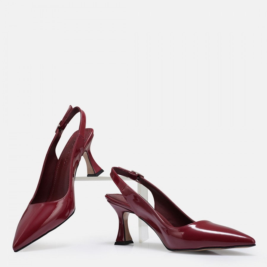 Bordo Rugan Arkası Açık Stiletto