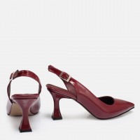 Bordo Rugan Arkası Açık Stiletto
