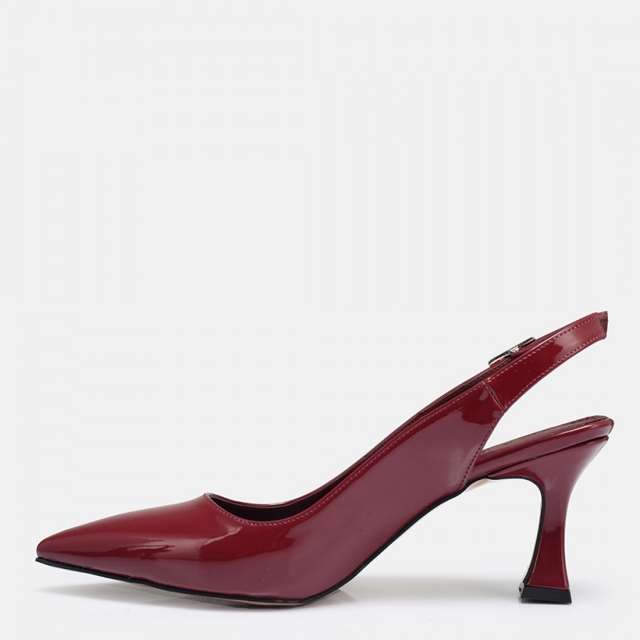 Bordo Rugan Arkası Açık Stiletto