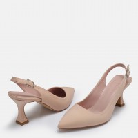 Arkası Açık Stiletto Nude Saten