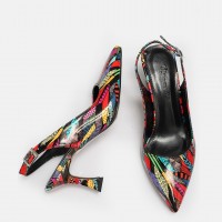 Stiletto Arkası Açık Renk Desenli