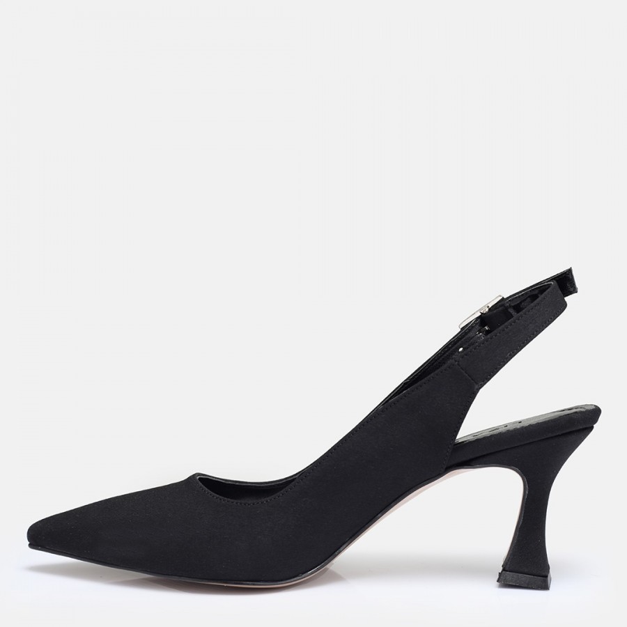 Siyah Saten Arkası Açık Stiletto