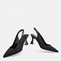 Siyah Saten Arkası Açık Stiletto