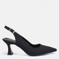 Siyah Saten Arkası Açık Stiletto
