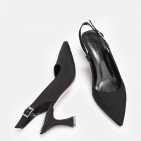 Siyah Saten Arkası Açık Stiletto