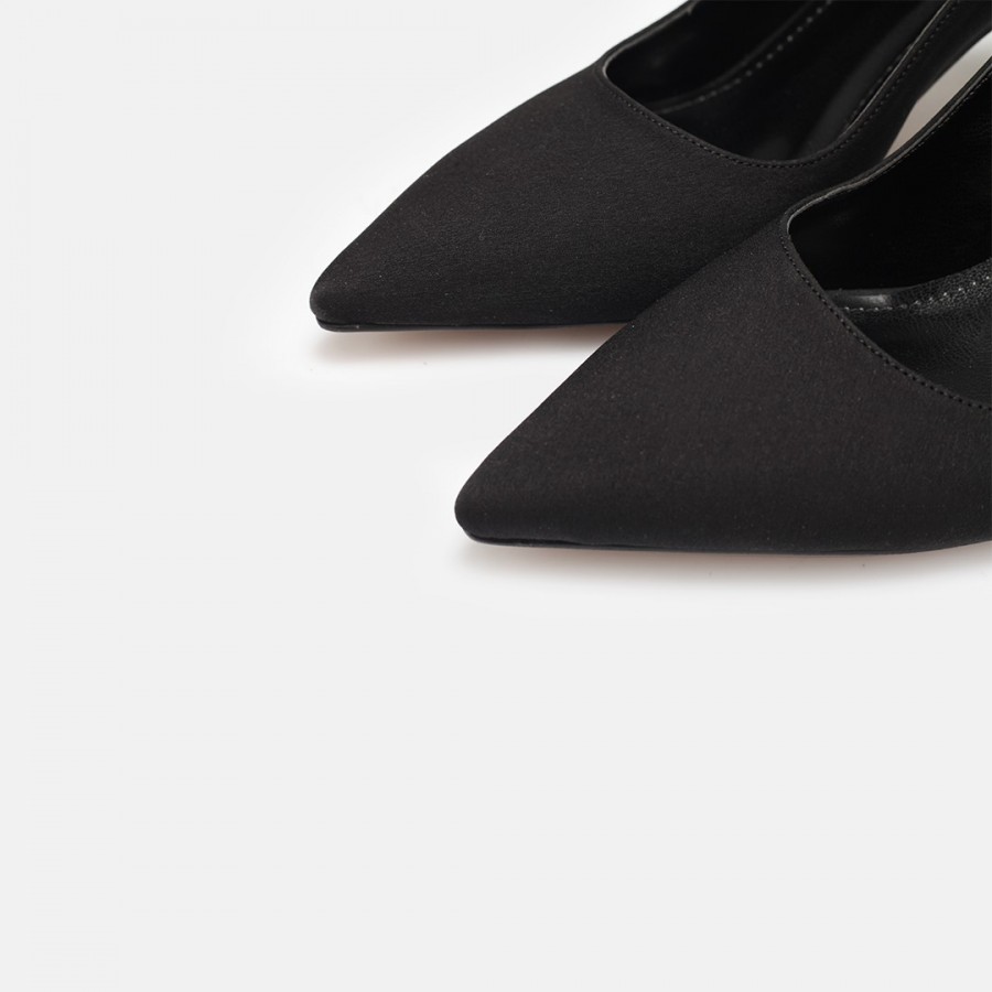 Siyah Saten Arkası Açık Stiletto