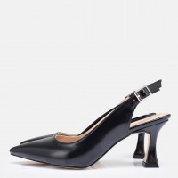 Siyah Parlak Arkası Açık Stiletto
