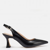 Siyah Parlak Arkası Açık Stiletto