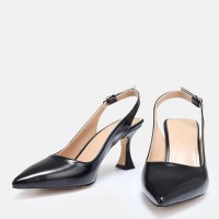 Siyah Parlak Arkası Açık Stiletto
