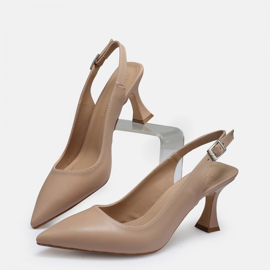Ten Rengi Arkası Açık Stiletto