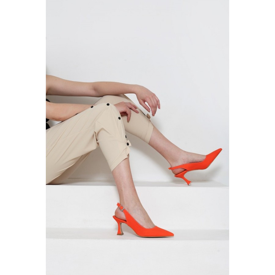 Arkası Açık Stiletto Turuncu