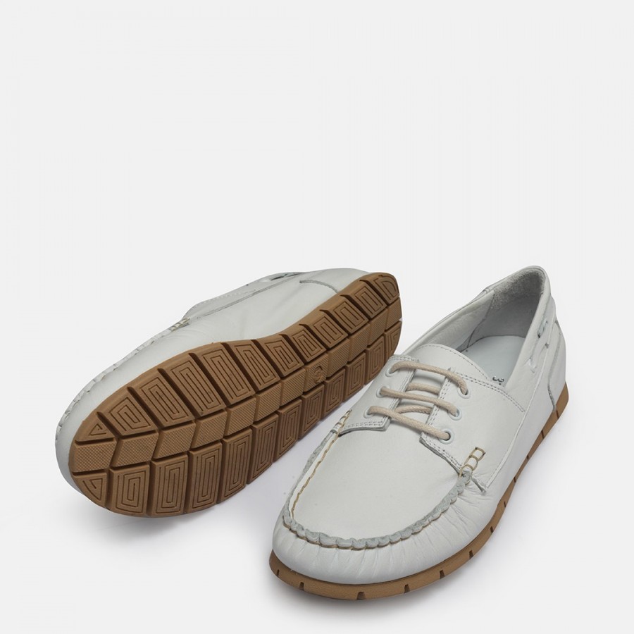 Beyaz Hakiki Deri Loafer Ayakkabı